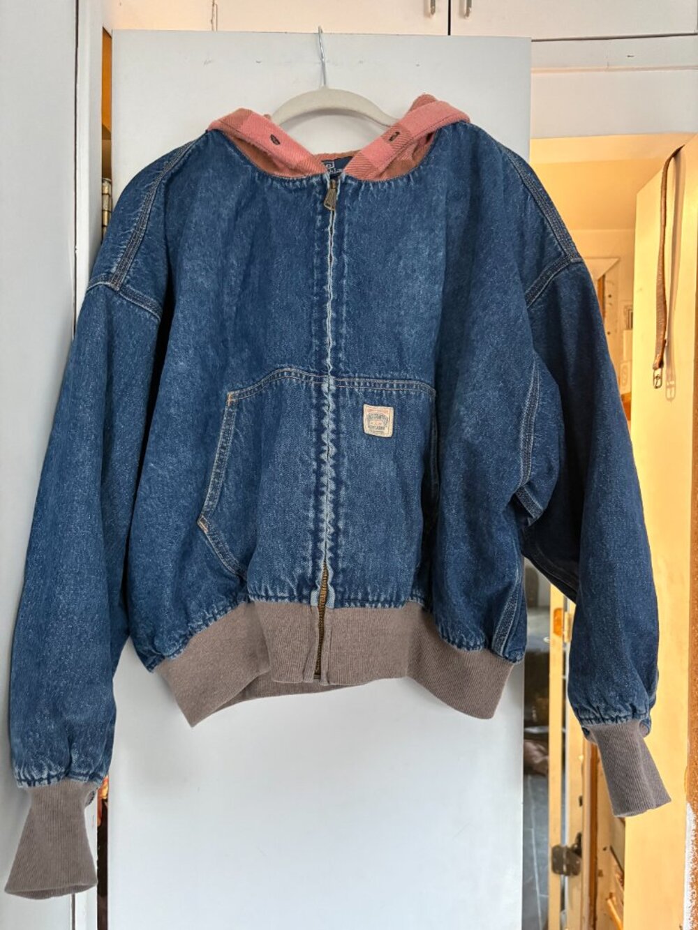 POLO Ralph Lauren Contrast Flannel & Denim Cropped hooded Jacket - Size Small - Picture 3 of 3